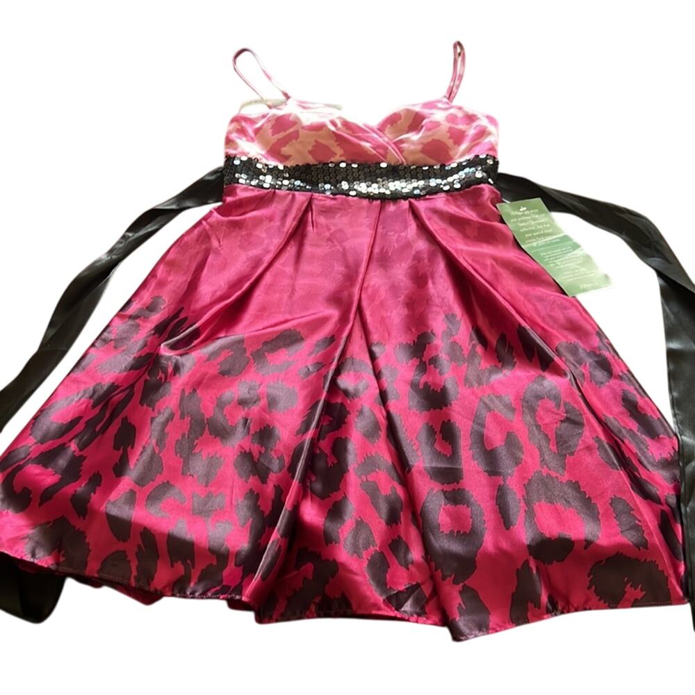 City Triangles Juniors Size 3 Pink Satin Animal Print Special Occasion Dress - Picture 6 of 12
